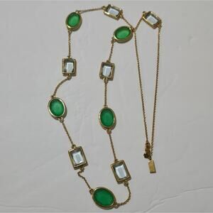 Kate Spade Jade‎ Green White and Gold Station Long Necklace